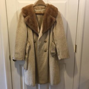 Vintage faux fur coat with mini collar. GORGEOUS